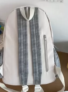 防水、輕質格子圖案娃娃裝飾背包書包，適合研究生、青少年女孩、新生、大二、大三、大學和高中，非常適合戶外、旅行和返校 - 彩色 - 查看 5