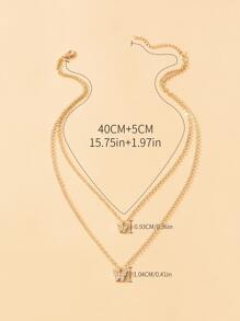 水鑽蝴蝶墜飾多層次項鍊