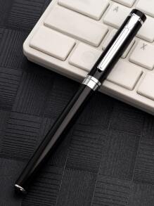 1pc Stainless Steel Ballpoint Pen - Black - View 1