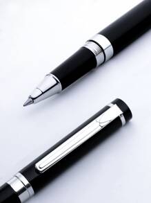 1pc Stainless Steel Ballpoint Pen - Black - View 2
