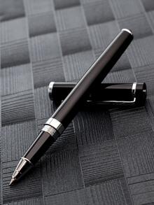 1pc Stainless Steel Ballpoint Pen - Black - View 5