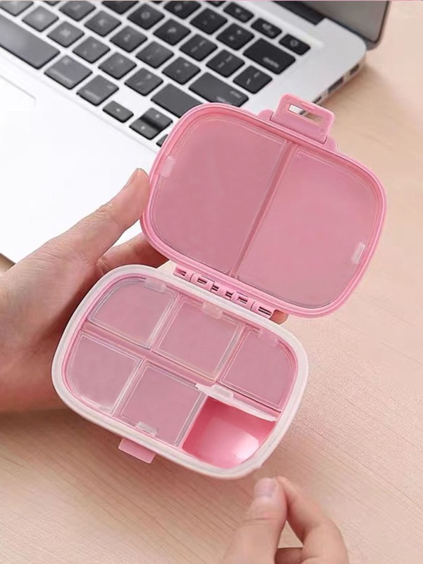 1pc Plain Multi-grid Medicine Storage Box