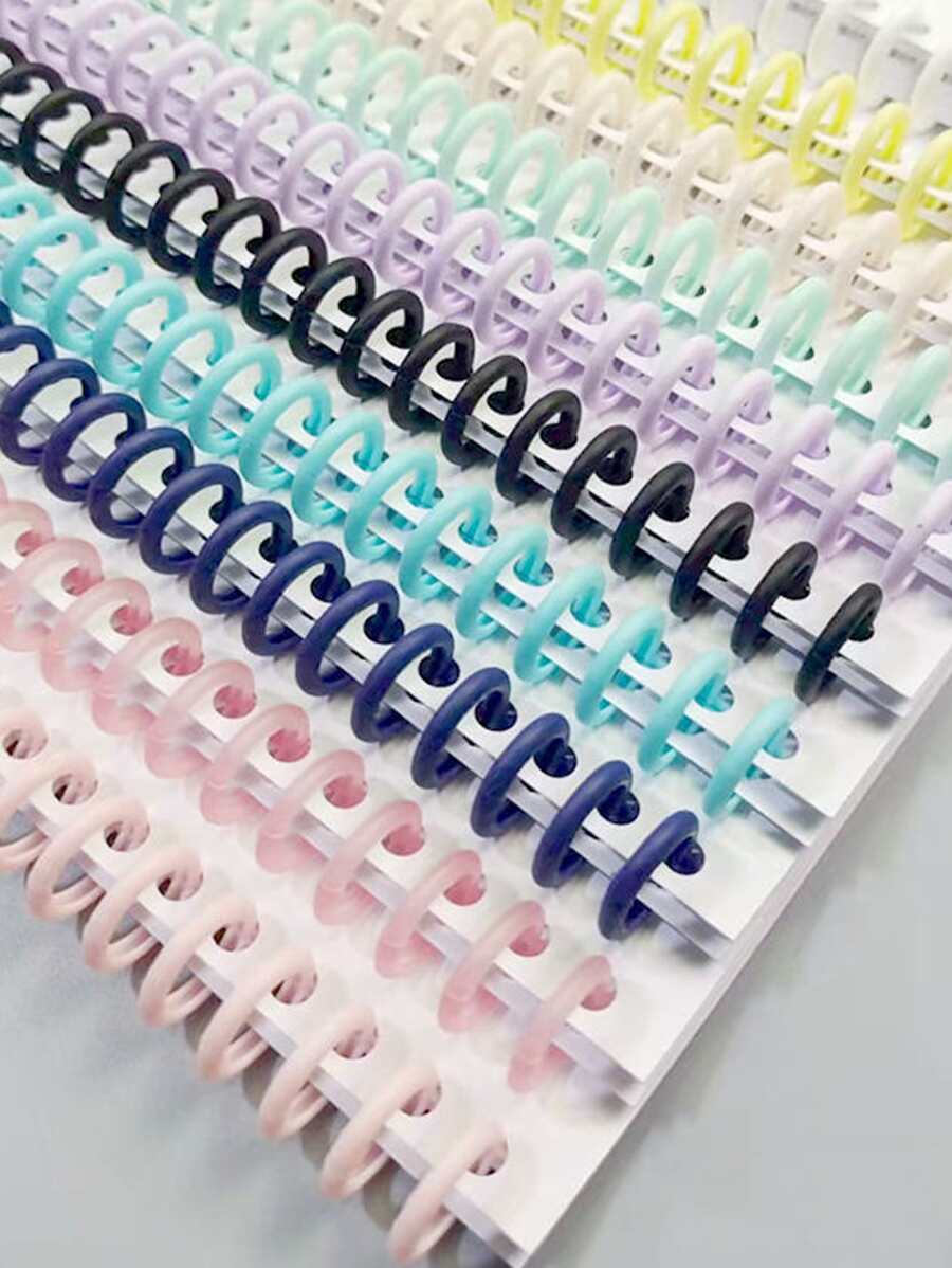 2pcs Random Detachable Buckle Loose-Leaf Binding Strip 30-Hole Round Hole Coil Opening And Closing Ring DIY Plastic Binder - Multicolor - View 1