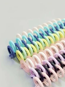 2pcs Random Detachable Buckle Loose-Leaf Binding Strip 30-Hole Round Hole Coil Opening And Closing Ring DIY Plastic Binder - Multicolor - View 3
