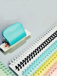 2pcs Random Detachable Buckle Loose-Leaf Binding Strip 30-Hole Round Hole Coil Opening And Closing Ring DIY Plastic Binder - Multicolor - View 6