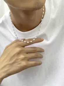 Fashionable And Popular Men Faux Pearl Decor Necklace For Jewelry Gift And For A Stylish Look - Multicolor - View 1