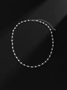 Fashionable And Popular Men Faux Pearl Decor Necklace For Jewelry Gift And For A Stylish Look - Multicolor - View 5