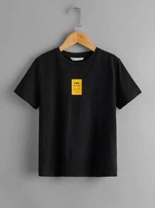 SHEIN 青少年男孩 3 件装字母图案迷彩 T 恤