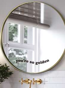 1pc Black Slogan Mirror Wall Decoration Sticker,Stickers,Wall Decal, Vinyl Decal For Home Decorations,Spring Decoration Items Refresh Your Home,Rama Decoration Stickers - Black - View 2