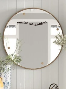 1pc Black Slogan Mirror Wall Decoration Sticker,Stickers,Wall Decal, Vinyl Decal For Home Decorations,Spring Decoration Items Refresh Your Home,Rama Decoration Stickers - Black - View 3