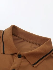 Manfinity Homme Men Deer Print Contrast Trim Polo Shirt - Brown - View 5
