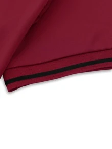 Manfinity Homme Men Deer Print Contrast Trim Polo Shirt - Burgundy - View 4