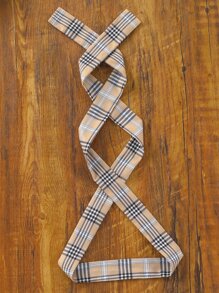 SHEIN 女孩格紋印花荷葉袖腰帶襯衫 - 彩色 - 查看 7