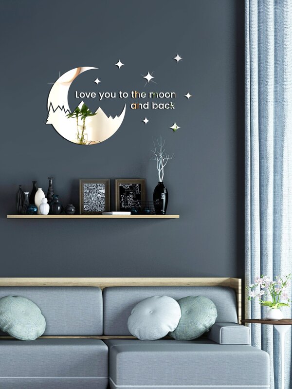 32pcs Moon & Star Design Mirror Wall Sticker SHEIN USA