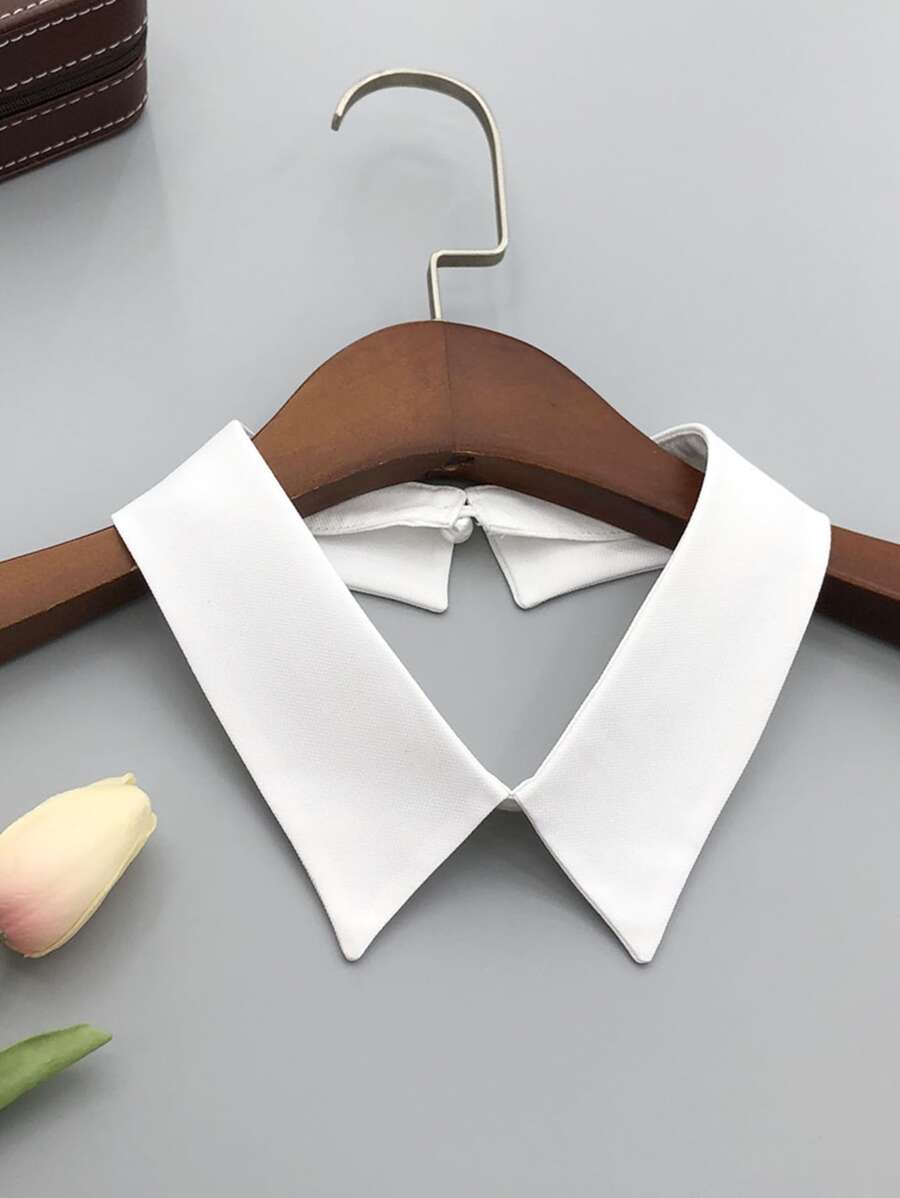 1pc Women's White Chiffon Pointed Collar Detachable Collar - White - View 1