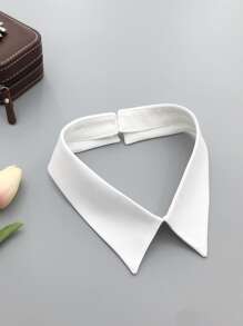 1pc Women's White Chiffon Pointed Collar Detachable Collar - White - View 2