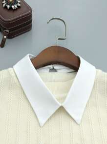 1pc Women's White Chiffon Pointed Collar Detachable Collar - White - View 3