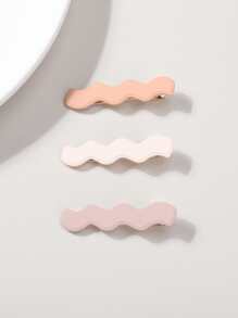 3pcs Wave Decor Alligator Hair Clip - Multicolor - View 2