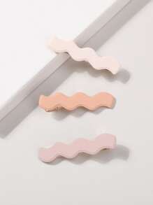 3pcs Wave Decor Alligator Hair Clip - Multicolor - View 4
