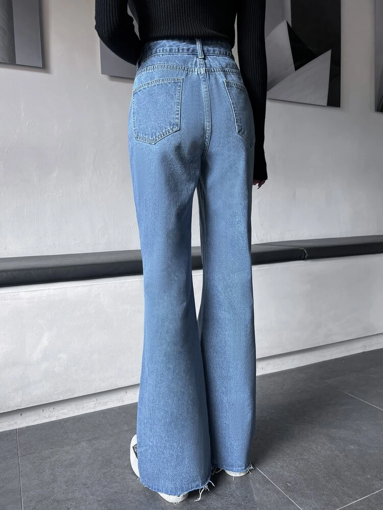 Raw Cut Wide Leg Jeans