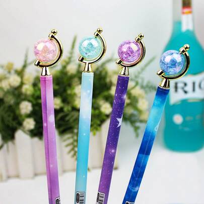 4 支闪亮星空玻璃星球凝胶笔 - 为您的书写增添神奇色彩，重返校园