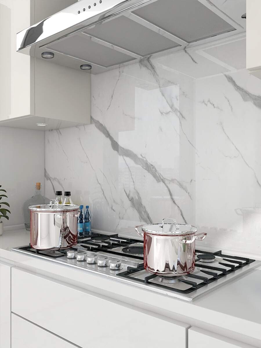 Artyuan- Giấy dán tường đá cẩm thạch bóng - Đá granit trắng/xám, thích hợp cho mặt bàn bếp, tủ bếp, cải tạo đồ nội thất, dày, có thể tháo rời, cuộn vinyl dễ sử dụng (15,76*118 inch)