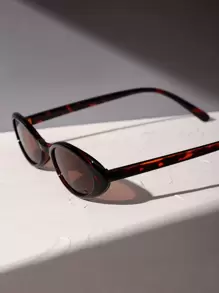 1 pièce Lunettes de mode classiques pour femmes en plastique ovale motif léopard. Accessoires pour fête rave, accessoires de plage, , tenues femme automne-hiver, décontracté chic, cadeaux pour vacances d'été, plage, extérieur, voyage, rentrée scolaire, style preppy, look scolaire