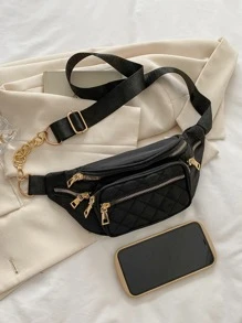 Riñonera ligera, informal, acolchada, con múltiples bolsillos, para adolescentes, niñas, mujeres, estudiantes universitarias, novatos y trabajadores administrativos, perfecta para oficina, universidad, trabajo, negocios, desplazamientos, actividades al aire libre, viajes, salidas - Negro - Ver 4