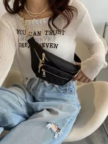 Riñonera ligera, informal, acolchada, con múltiples bolsillos, para adolescentes, niñas, mujeres, estudiantes universitarias, novatos y trabajadores administrativos, perfecta para oficina, universidad, trabajo, negocios, desplazamientos, actividades al aire libre, viajes, salidas - Negro - Ver 6