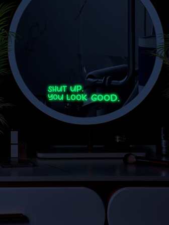 1pc Slogan Graphic Glow In The Dark Wall Sticker, Green PVC Waterproof Wall Art Decal For Home Decor