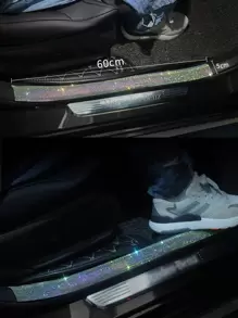 1pc Rhinestone Decor Car Door Sill Trim - Multicolor - View 6