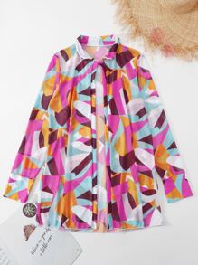 SHEIN Swim Summer Beach Allover Print Kimono - Multicolor - View 7