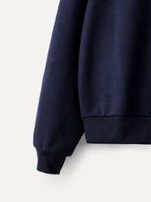 SHEIN Unity Drop Shoulder Letter Graphic Sweatshirt - Navy Blue - View 3