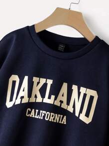 SHEIN Unity Drop Shoulder Letter Graphic Sweatshirt - Navy Blue - View 4