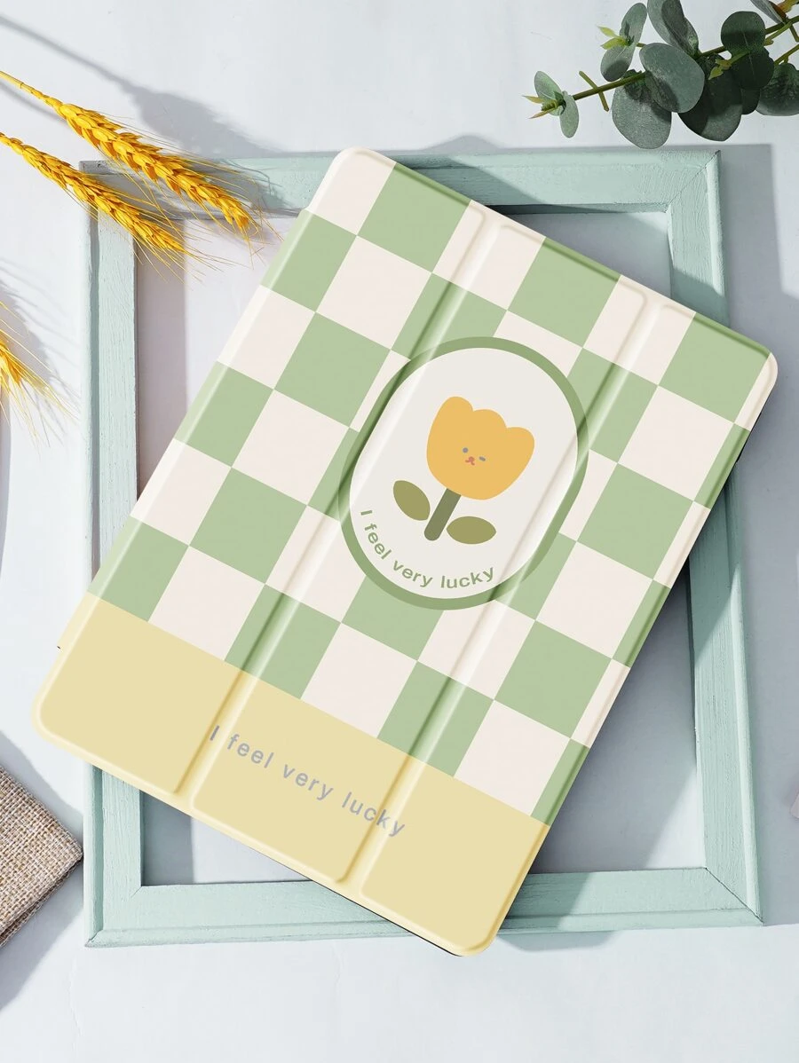 Ốp lưng Flower Pad tương thích với iPad thế hệ 7/8/9 10,2 inch, có nắp, có giá đỡ bút, hỗ trợ nắp tự động ngủ/thức