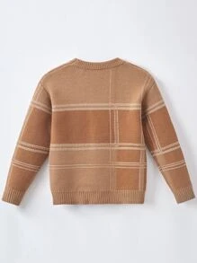 Boys Plaid Pattern Jumper - Camel - View 2