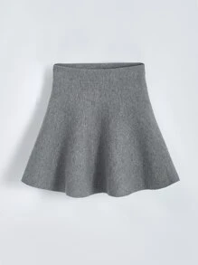Falda De Punto De Campana Para Niña - Gris - Ver 1
