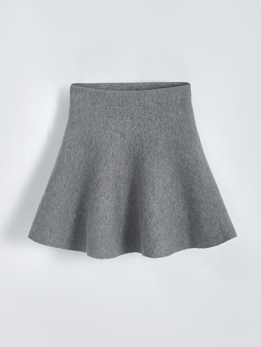 Falda De Punto De Campana Para Niña - Gris - Ver 1
