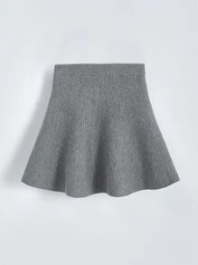 Falda De Punto De Campana Para Niña - Gris - Ver 2