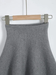 Falda De Punto De Campana Para Niña - Gris - Ver 3
