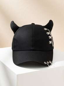Gorra de béisbol con cadena & cuernos - Negro - Ver 2