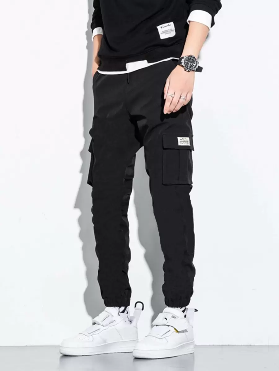 Manfinity Hypemode 男士拼接口袋貨物裝寬鬆褲 - 黑色 - 查看 1