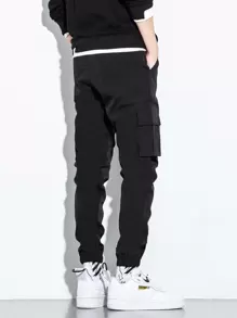 Manfinity Hypemode 男士拼接口袋貨物裝寬鬆褲 - 黑色 - 查看 2