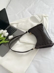 Tối giản Dập nổi cá sấu Cái túi - Màu nâu Sô-cô-la - Xem 2