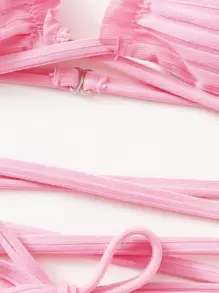 夏季热带印花十字交叉荷叶边吊带比基尼 - 彩色 - 查看 5