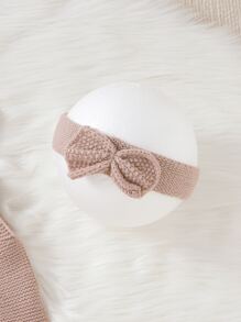 Mono De Punto Con Ribete De Volantes Para Bebé Niña Y Banda Para La Cabeza Sin Camiseta - Rosa vieja - Ver 4