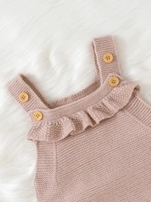 Mono De Punto Con Ribete De Volantes Para Bebé Niña Y Banda Para La Cabeza Sin Camiseta - Rosa vieja - Ver 6