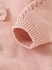 Bebé Body con lazo delantero de manga raglán de punto de malla - Rosa - Ver 4