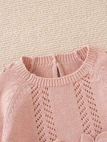 Bebé Body con lazo delantero de manga raglán de punto de malla - Rosa - Ver 5