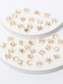 40 piezas de anillos para el cabello en tono dorado para mujeres y niñas, accesorios para el cabello de trenzas, tocados, estilo urbano, hip-hop, punk y Y2K - Dorado - Ver 3
